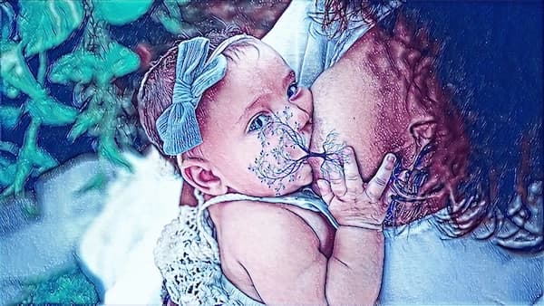 Galaxy effect for breastfeeding milestone photos