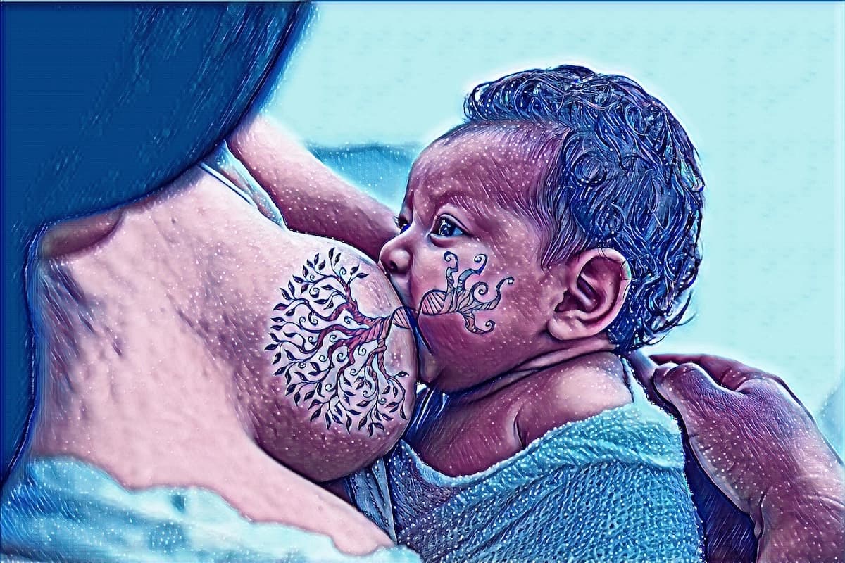 Finished Tree of Life breastfeeding photo with Galaxy effect applied