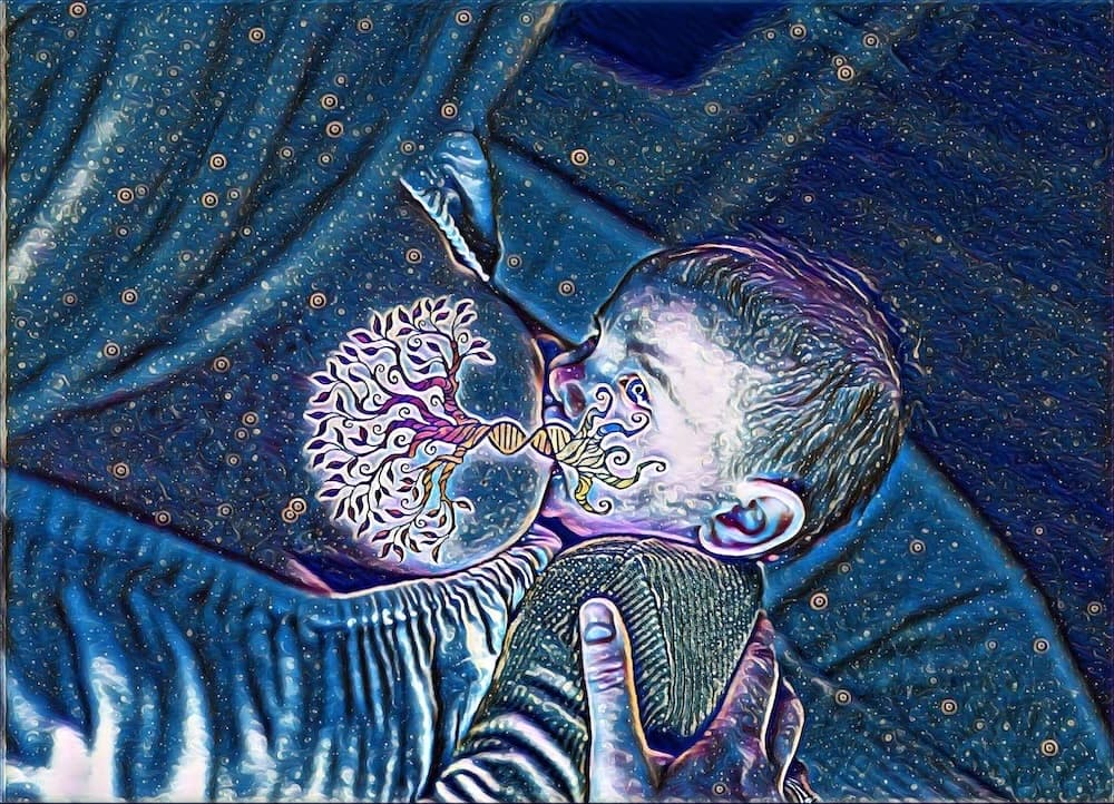 Example Tree of Life breastfeeding photo with midnight galaxy effect
